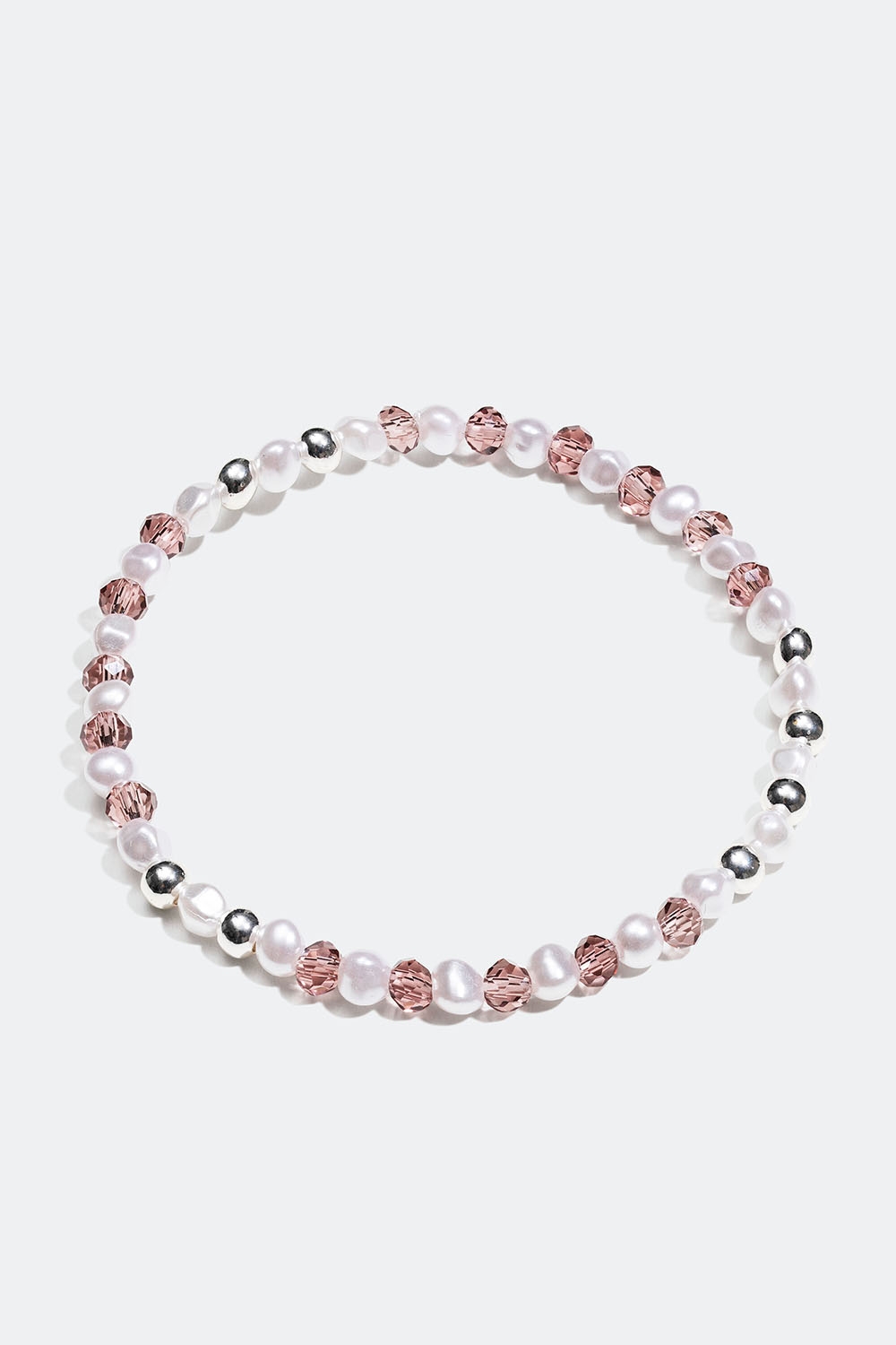 Elastisk armbånd med rosa og hvite perler i gruppen Smykker / Armbånd / Tynne hos Glitter (251000965401)