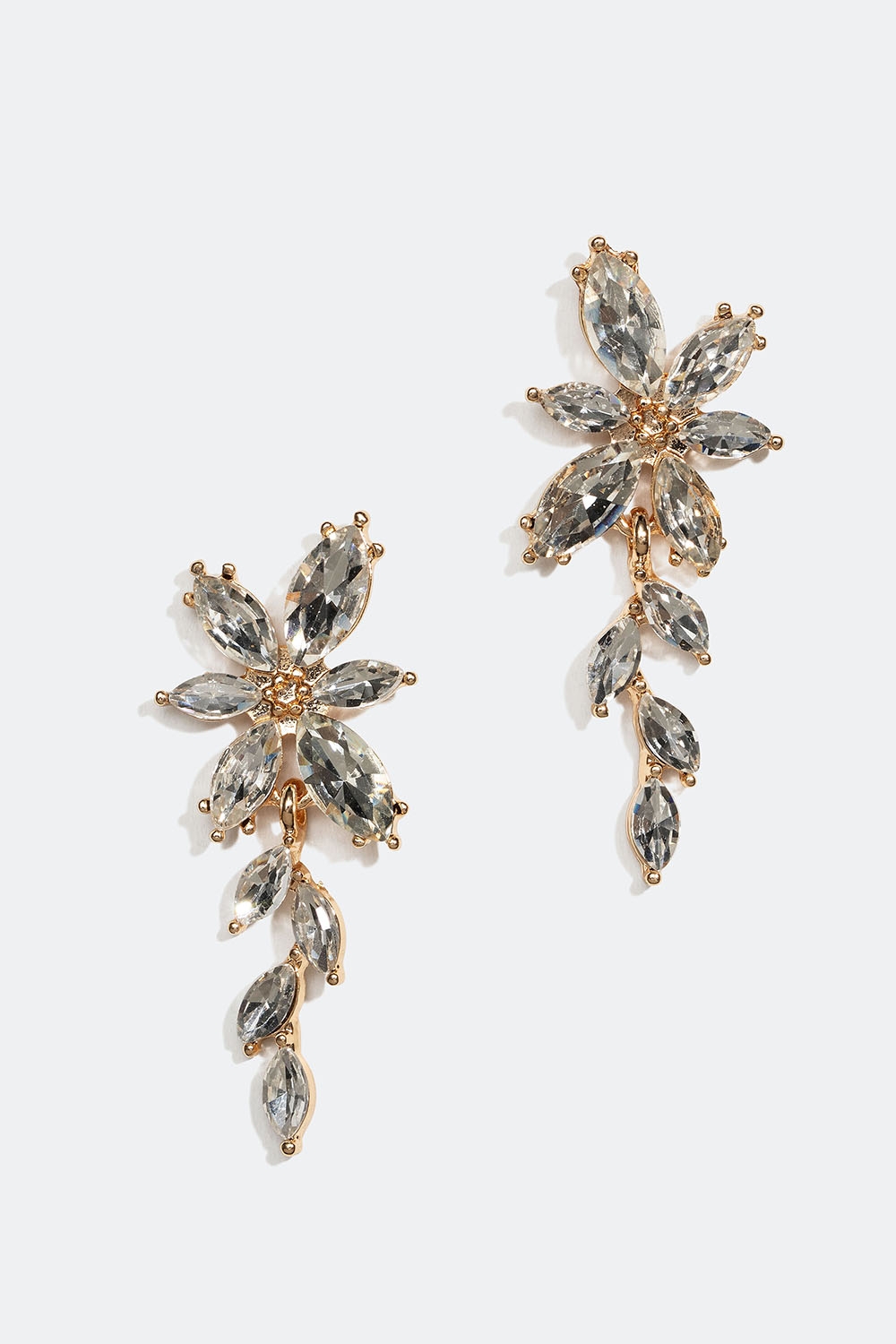 Gullfargede øredobber med glassteiner formet som blomster i gruppen Smykker / Øredobber hos Glitter (253006330202)