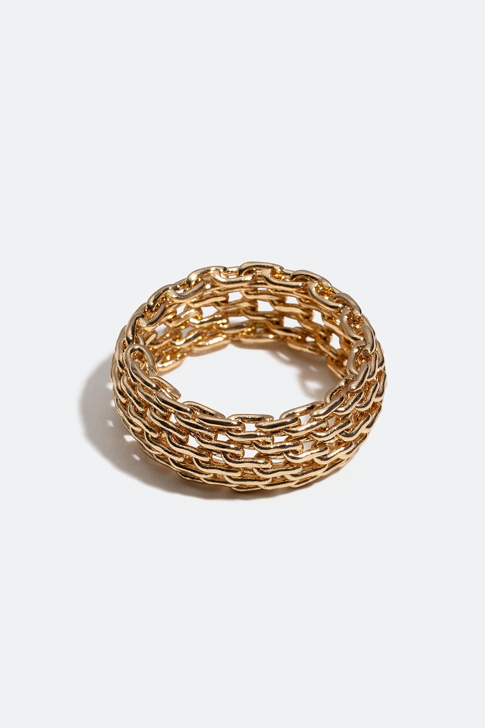 Gullfarget ring med kjededesign i gruppen Smykker / Ringer / Brede hos Glitter (256000952)