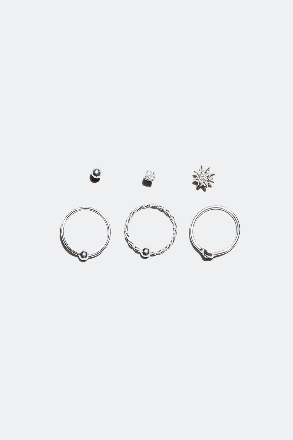 6-pakning nesepiercinger i ekte sølv i gruppen Smykker / Piercinger / Nesepiercing hos Glitter (324327)
