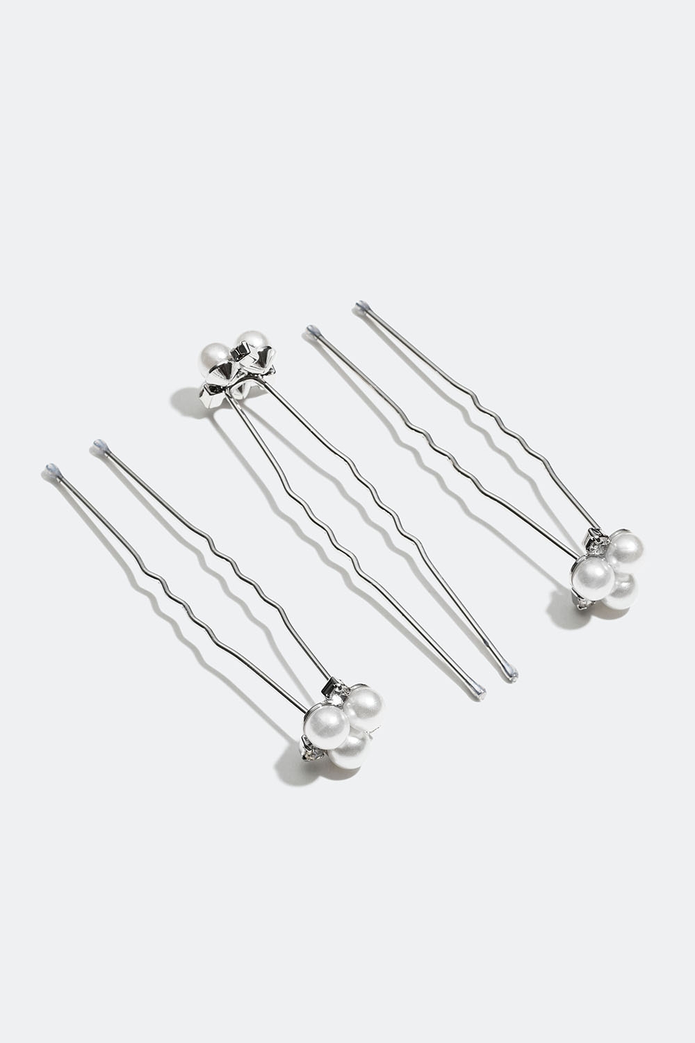 Hårnåler med hvite perler og glassteiner, 3-pakning i gruppen Håraccessories / Spenner & klemmer / Hårdekorasjon hos Glitter (334000091000)