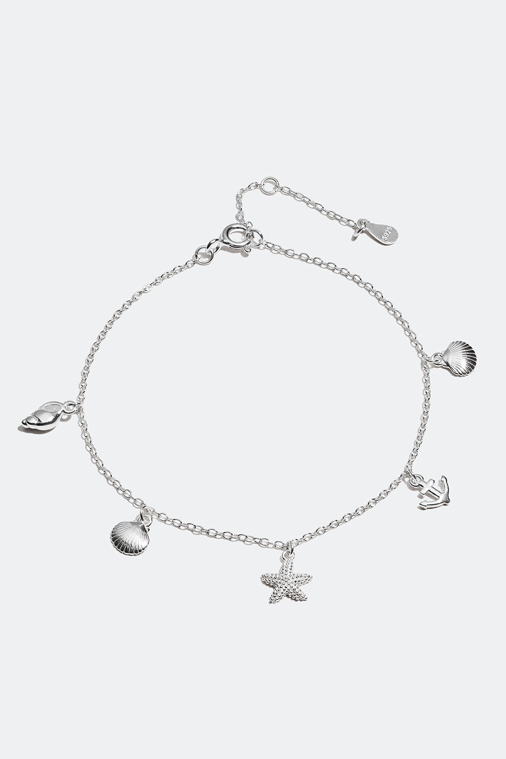 Armbånd i ekte sølv med snegler, sjøstjerne og anker i gruppen Ekte sølv / Sølvarmbånd hos Glitter (551000591001)