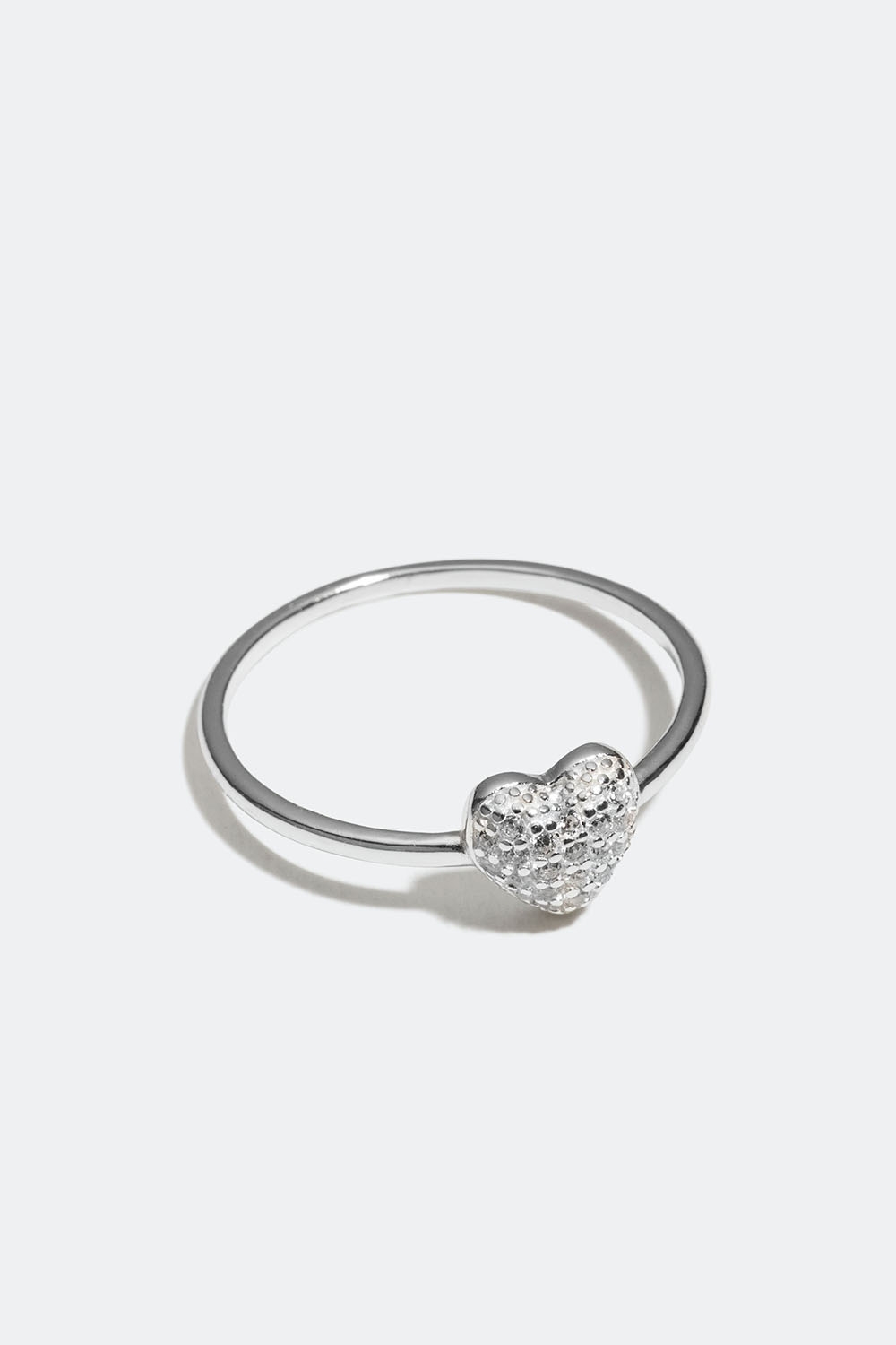 Ring i ekte sølv med hjerte og Cubic Zirconia i gruppen Smykker / Ringer / Tynne hos Glitter (556000661016)