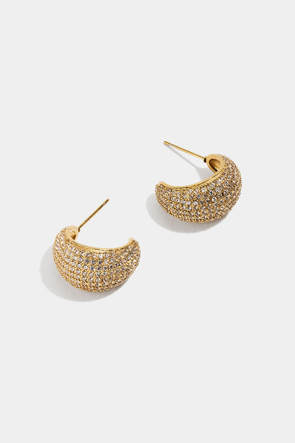 Øreringer i stål med 18K gull og belegg av Cubic Zirconia