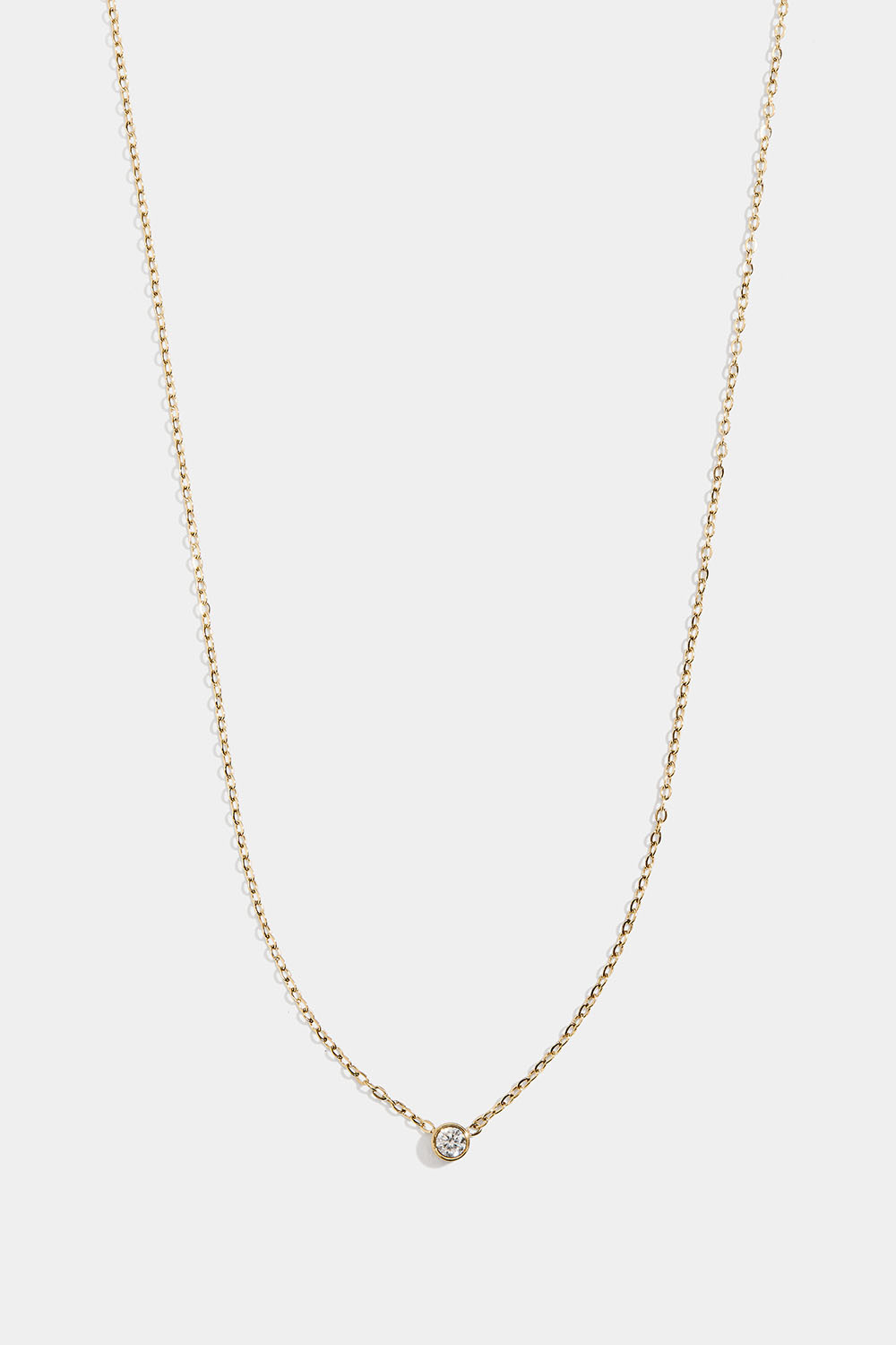 Tynt kjedehalskjede i stål med 18 karat gull og Cubic Zirconia