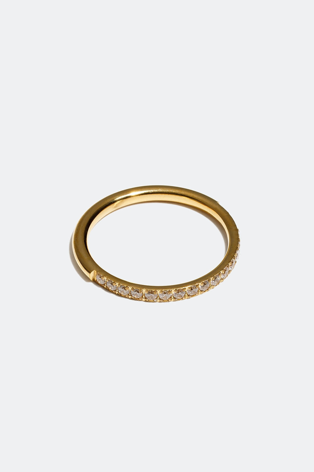 Tynn ring i stål med 18 k gull, med Cubic Zirconia