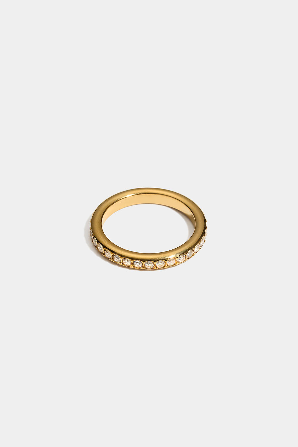 Ring i 18 k gullbelagt stål med Cubic Zirconia-steiner