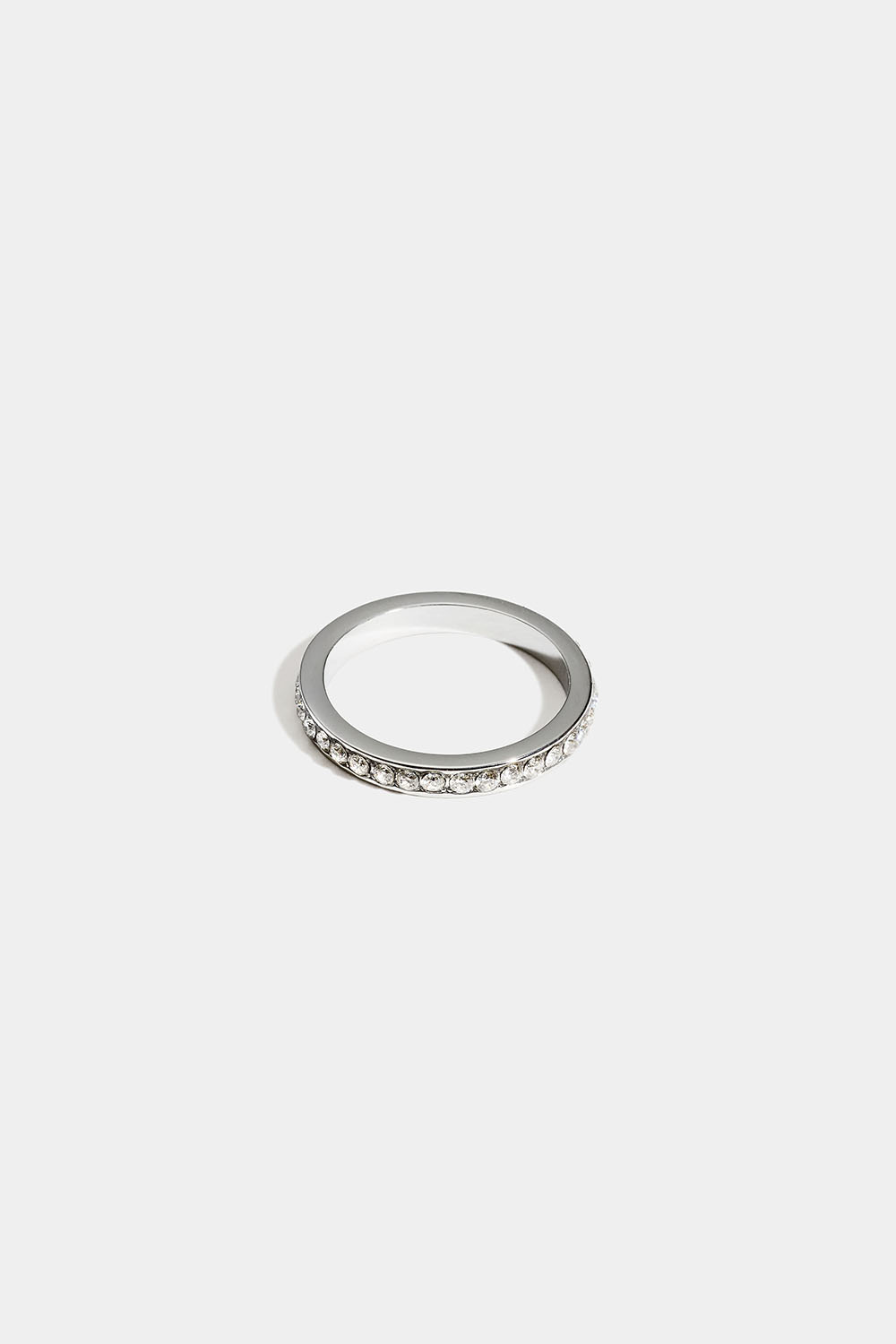 Lillefingerring i stål med kubisk zirkonia
