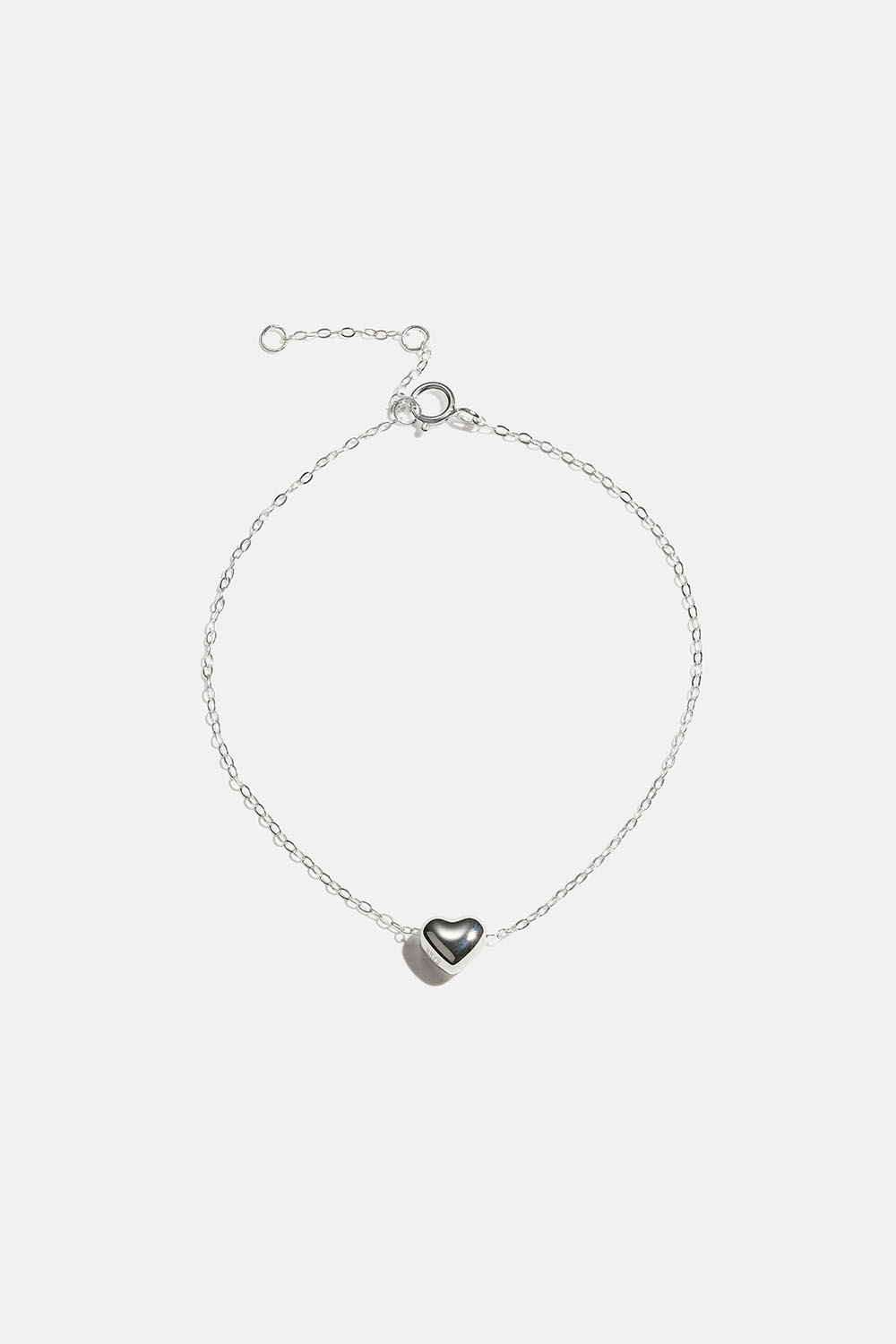 Armbånd i ekte sølv med hjerteanheng