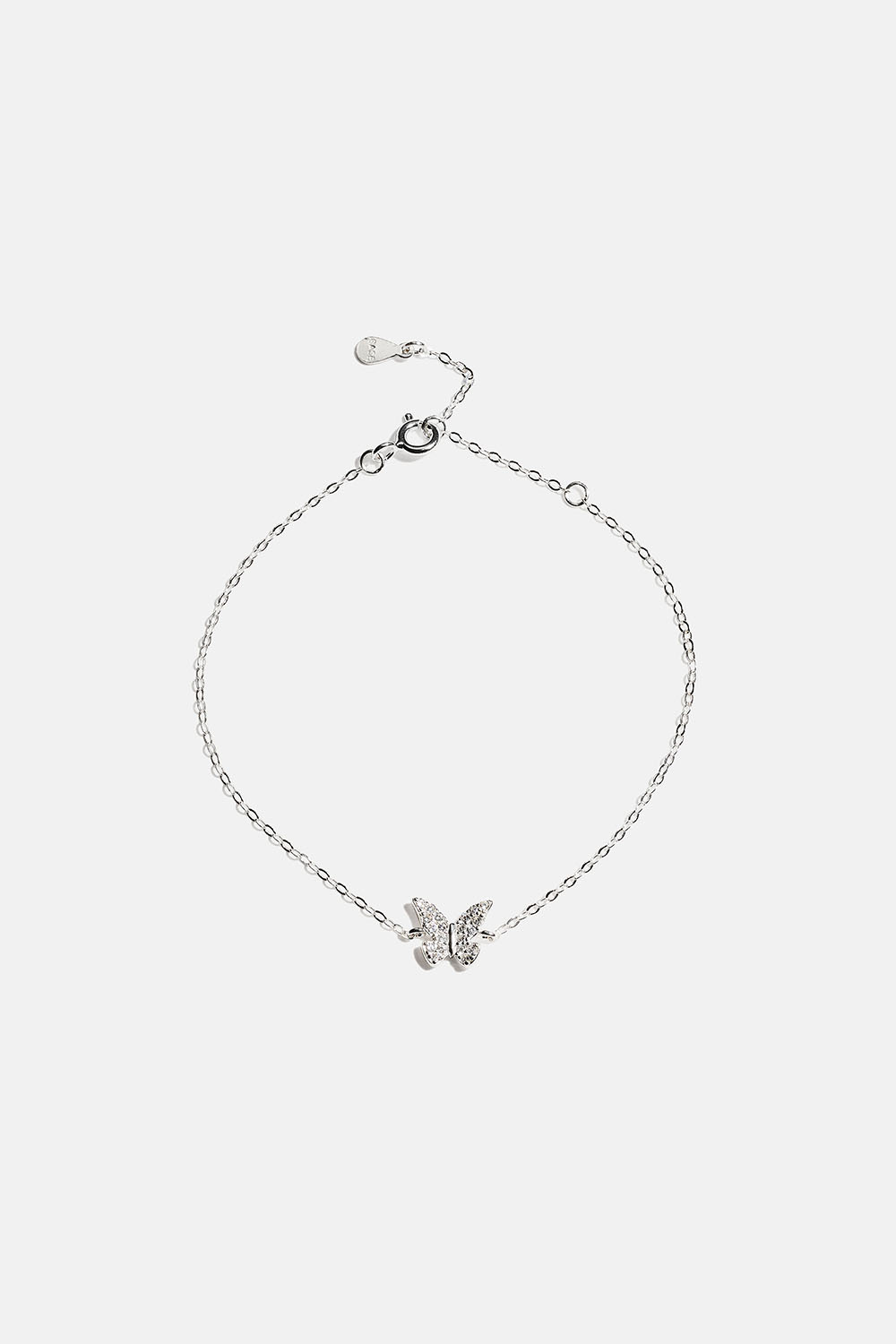 Armbånd i ekte sølv med sommerfugl og kubisk zirkonia