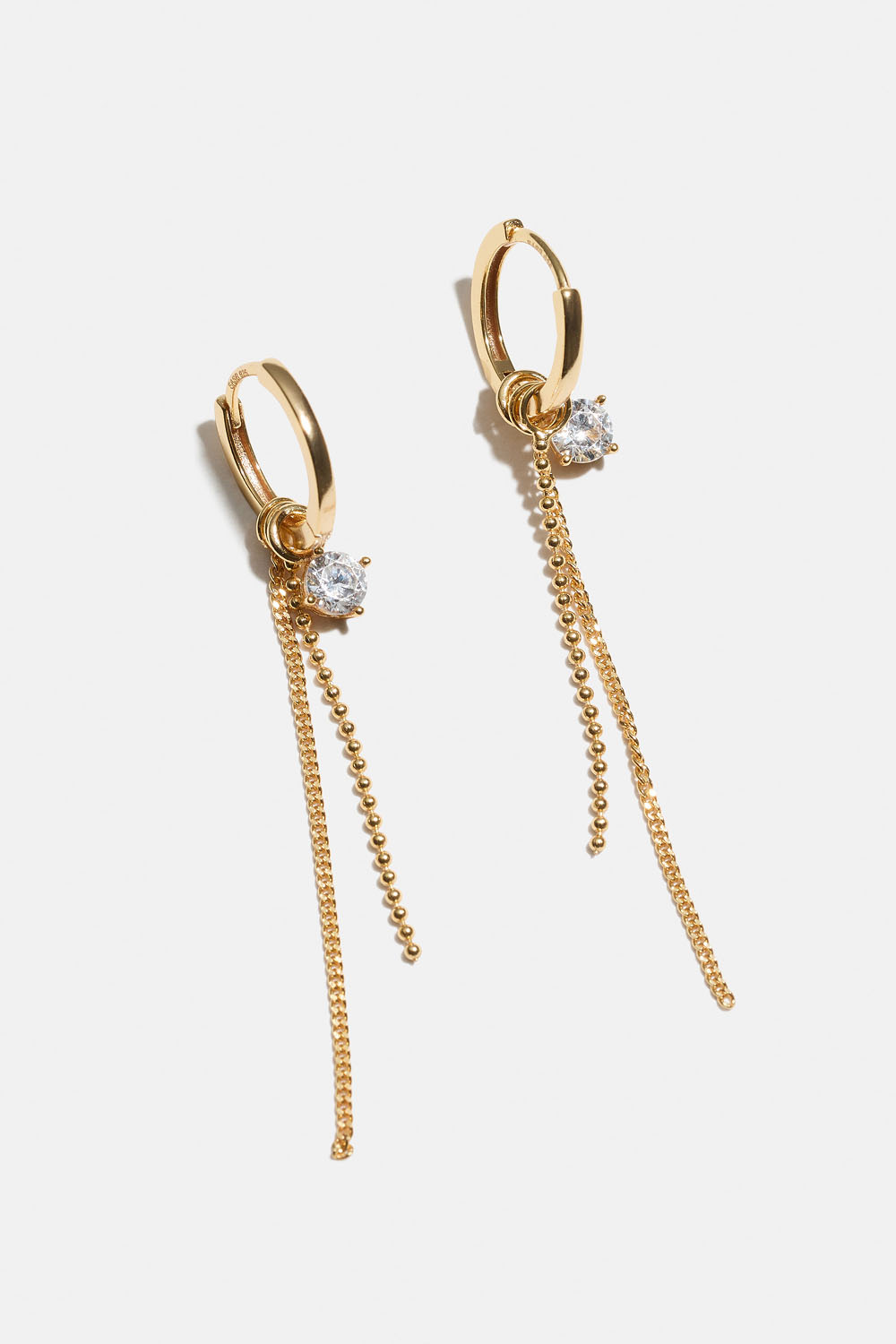 Øredobber i 18k forgylt ekte sølv med lenker og Cubic Zirconia