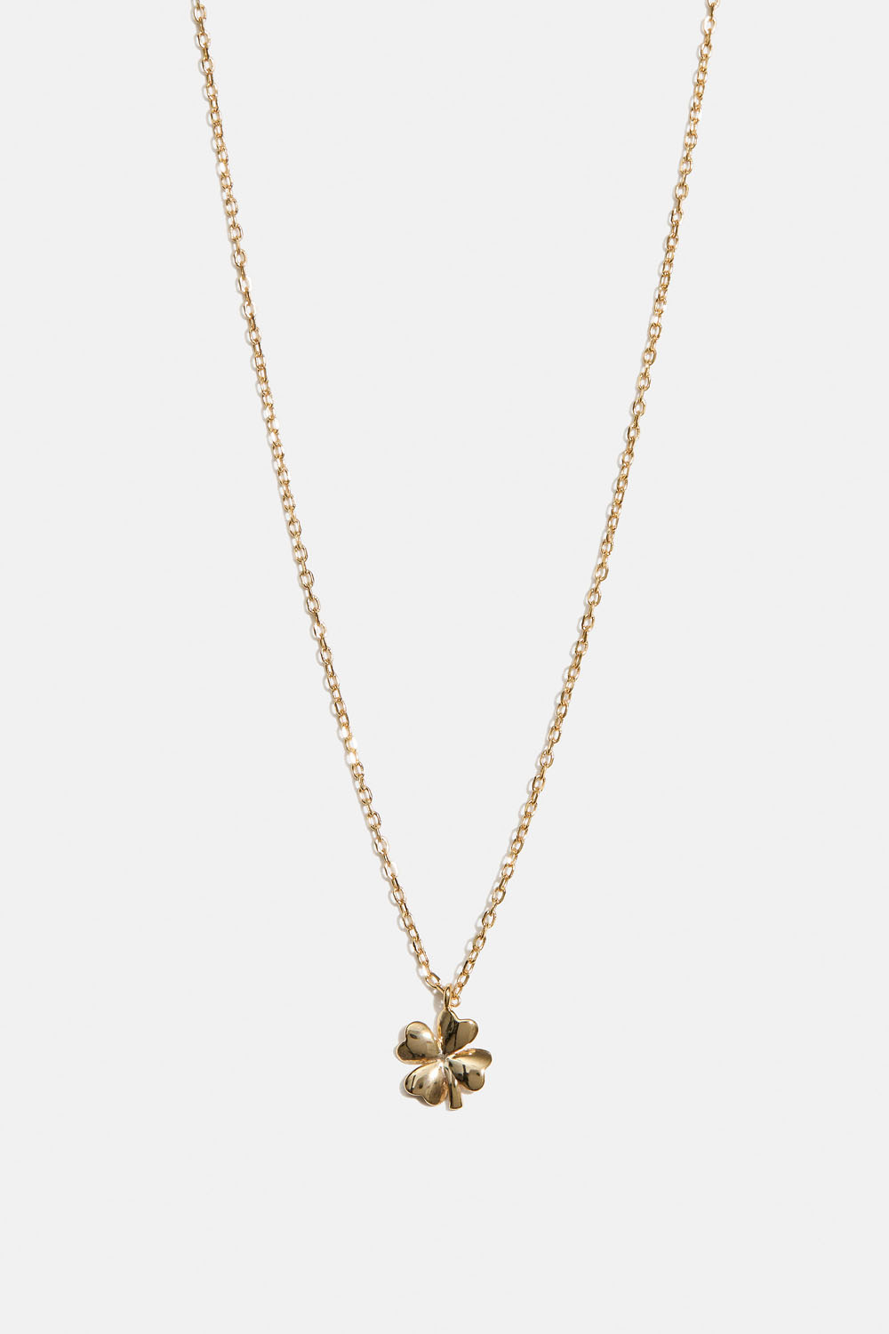 Halskjede i 18k forgylt ekte sølv med firkløver
