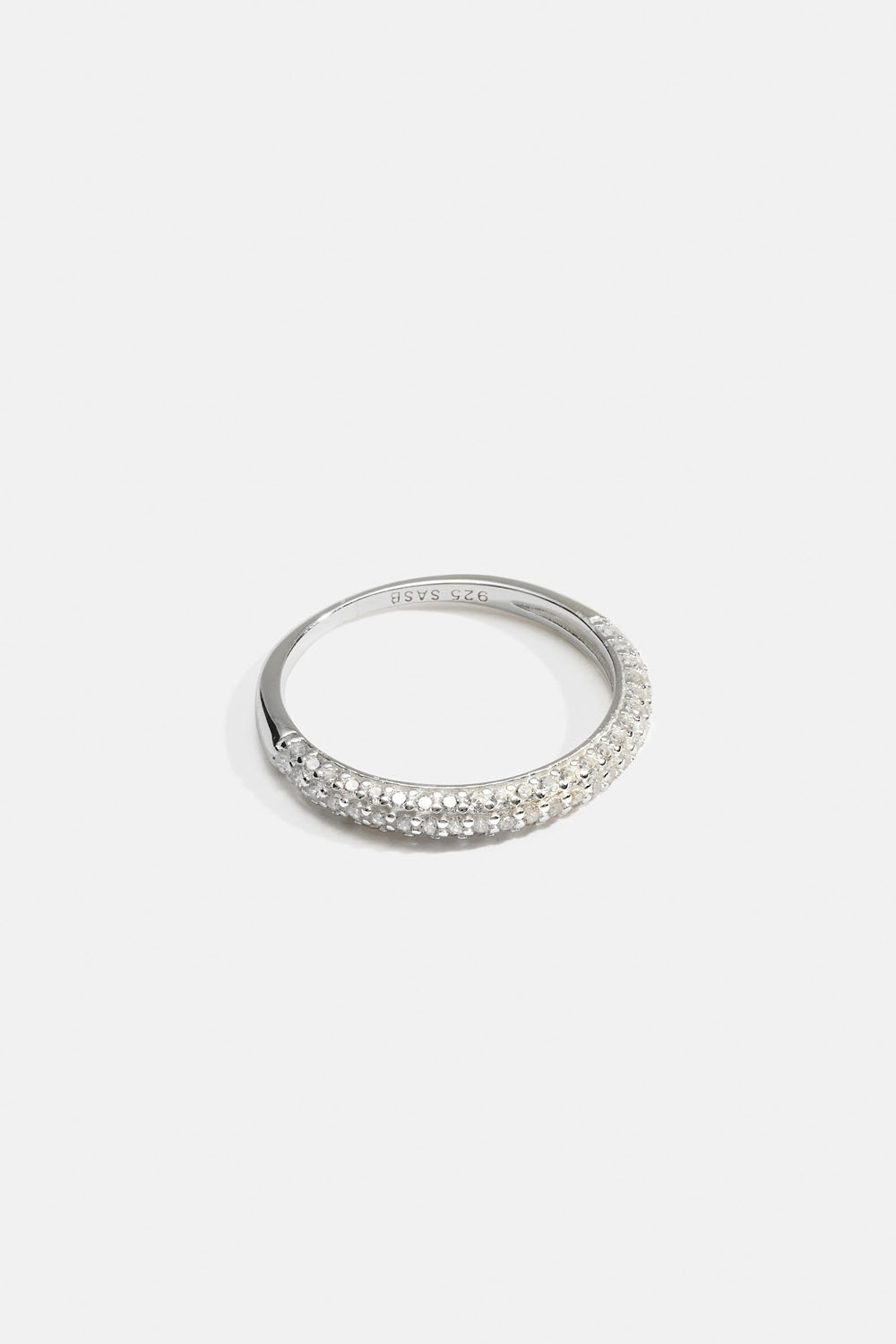 Rund ring i ekte sølv med Cubic Zirconia